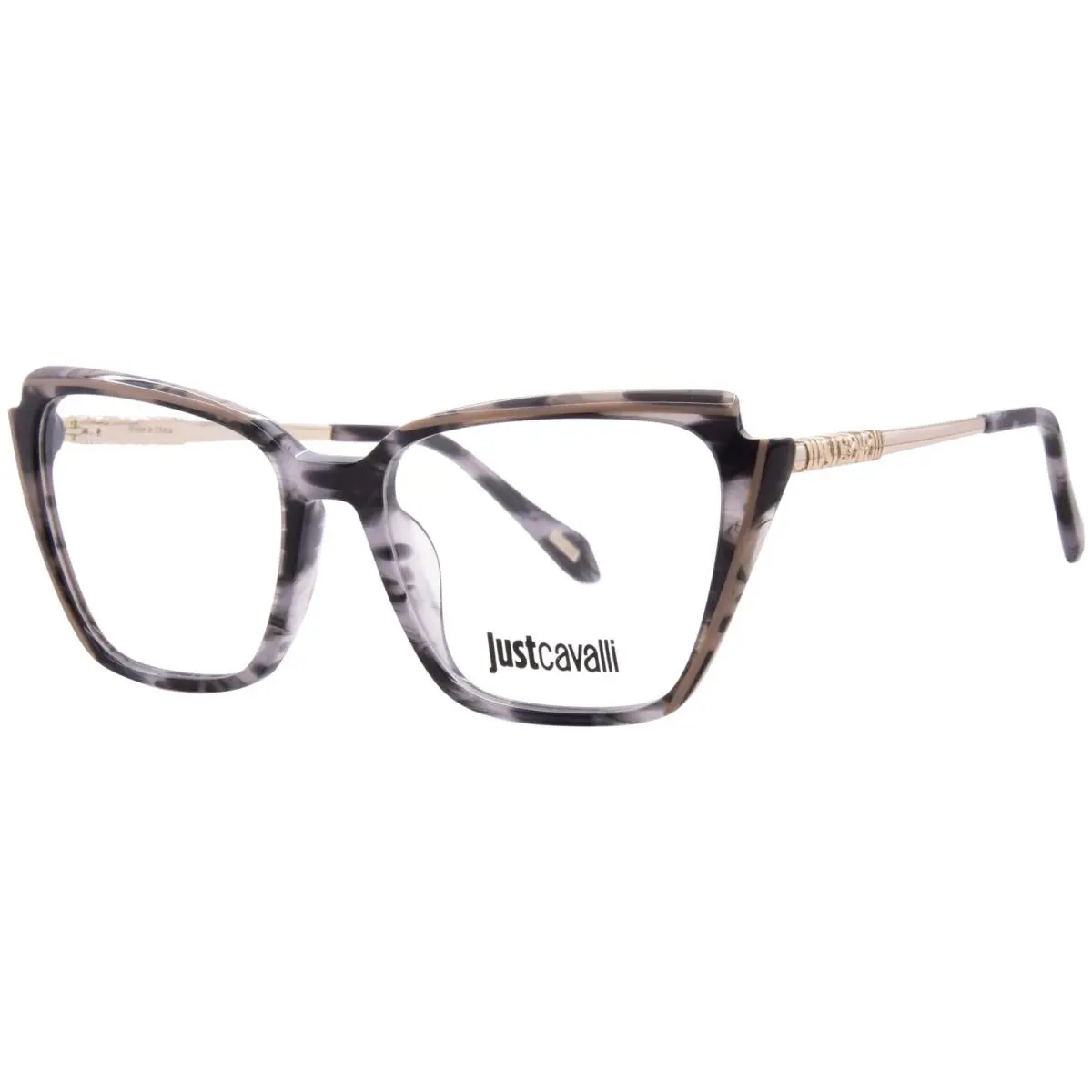 Just Cavalli VJC053 01KM Eyeglasses Women`s Black/grey Full Rim Cat Eye 53mm