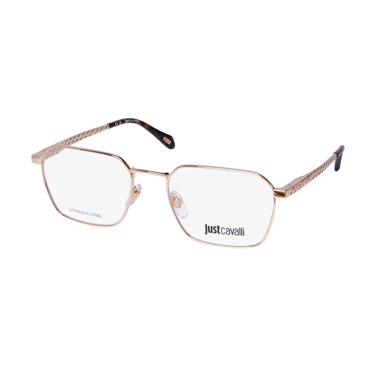 Just Cavalli VJC018 Eyeglasses 53-19-145 Geometric Metal Plastic 0300 Gold