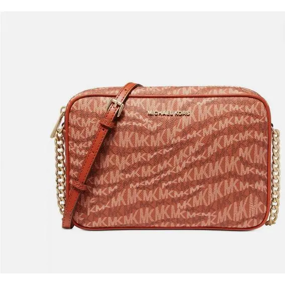 Michael Kors Jet Set LG East West Pvc/leather Crossbody MK Monogram Marigold