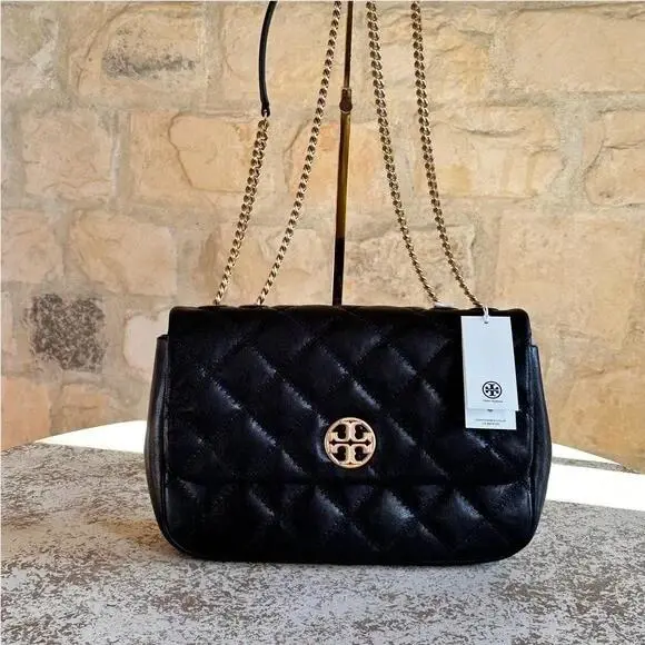 Willa Black Shoulder Bag Quilted Chain Medium Bag / Wallet Option Hand Bag by Tory Burch