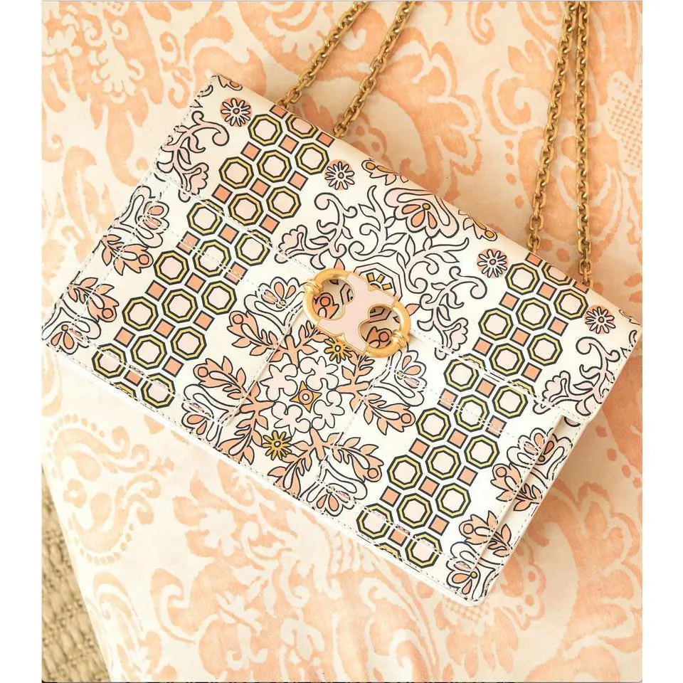 Tory Burch Gemini Link Hicks Garden Large Chain Leather Shoulder Bag