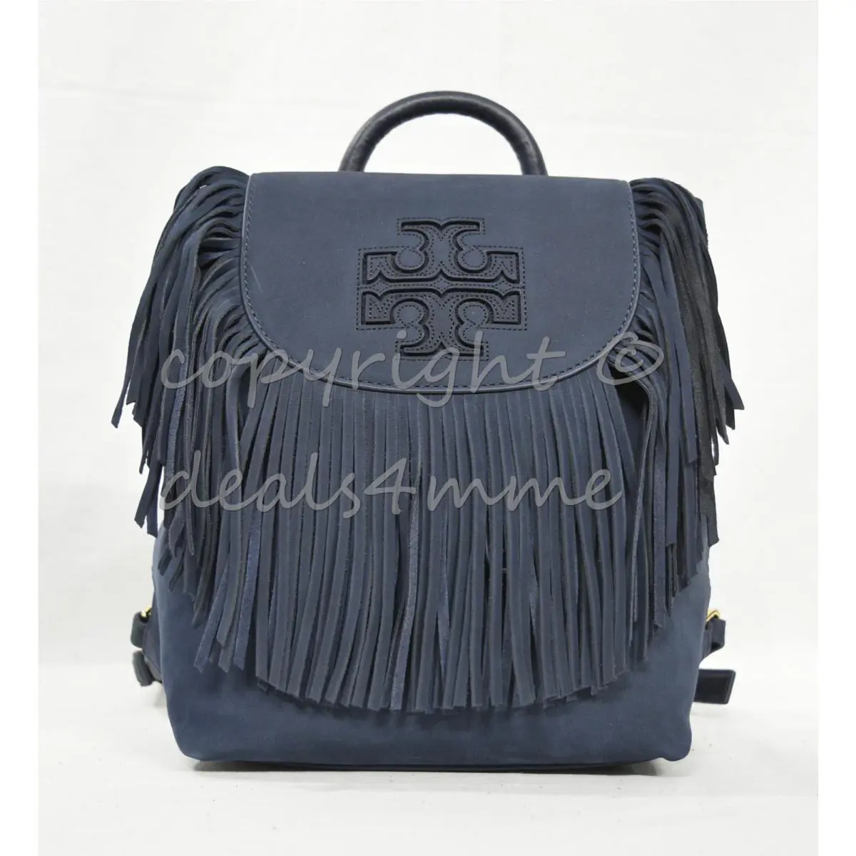 Tory Burch Harper Fringe Suede Mini Backpack in Otter Brown or Tory Navy