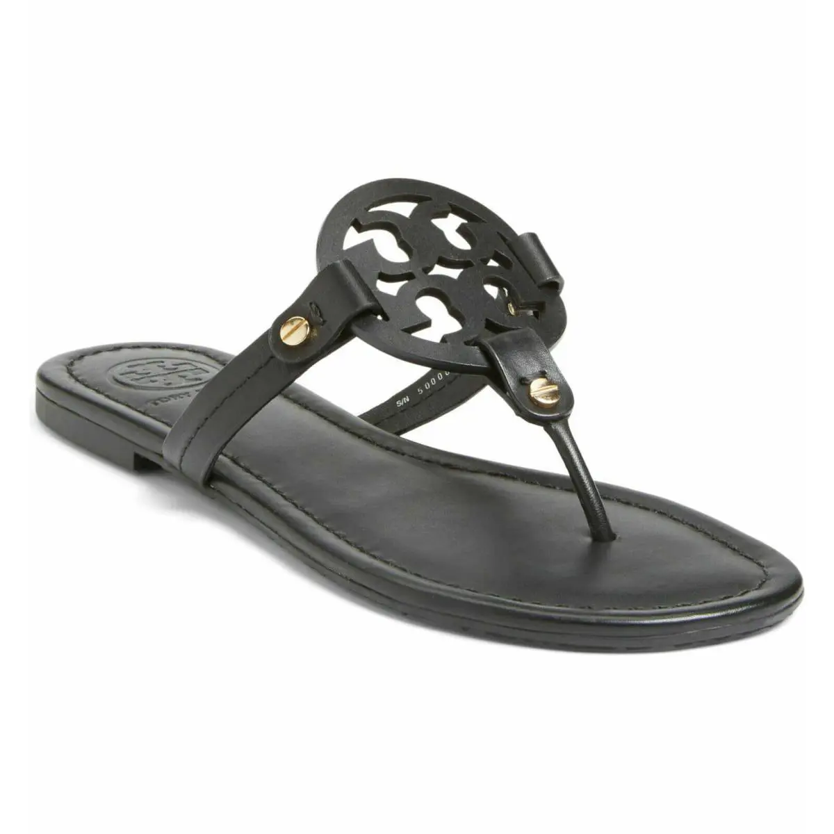 Tory Burch Women`s Metal Miller Calf Leather Sandal Thong Slide T-strap Gift