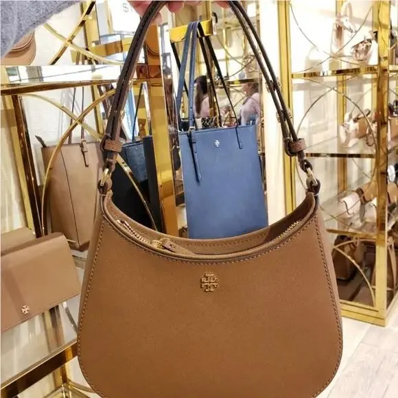 Emerson Saffiano Leather Shoulder Handbag Special Price Moose by Tory Burch
