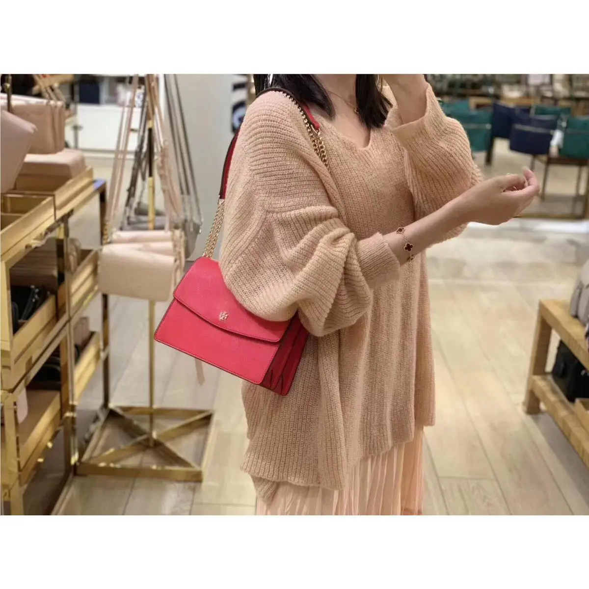 Emerson Envelope Adjustable Crossbody Bag Cardamom/red/black/grey Brilliant Red by Tory Burch