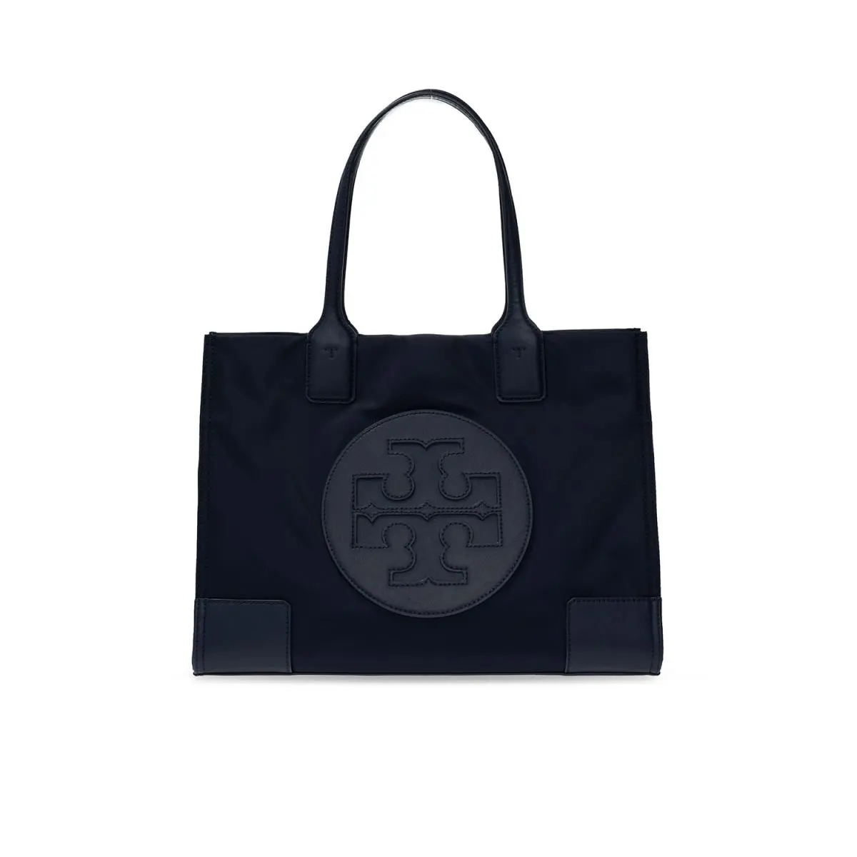 Tory Burch Ella Small Nylon Shoulder Tote Black Navy Pisces Cream