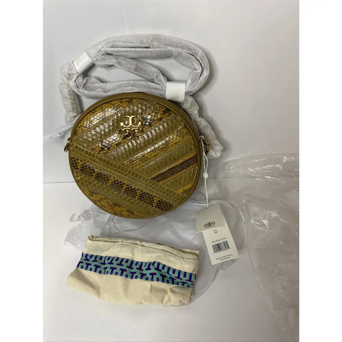 Tory Burch Caramel Corn Kira Chevron Snakeskin Circle