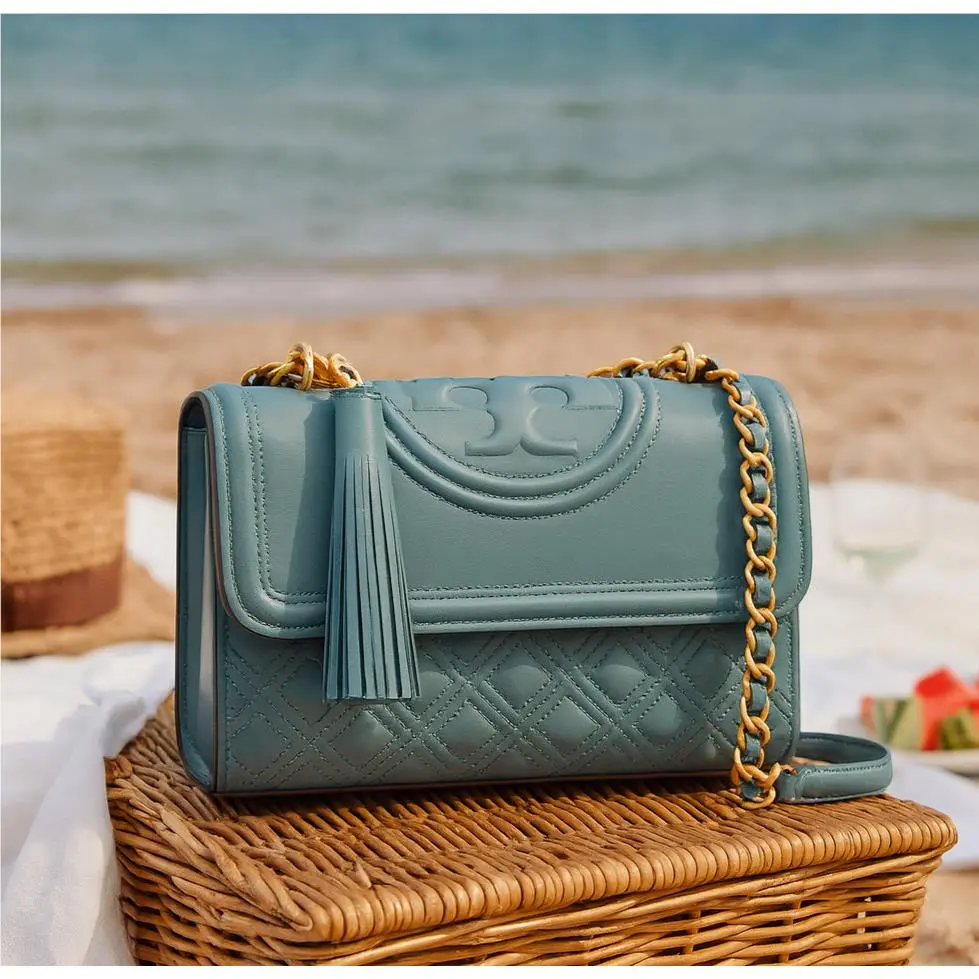 Tory Burch Fleming Arctic Blue Small Convertible/shoulder/crossbody Bag