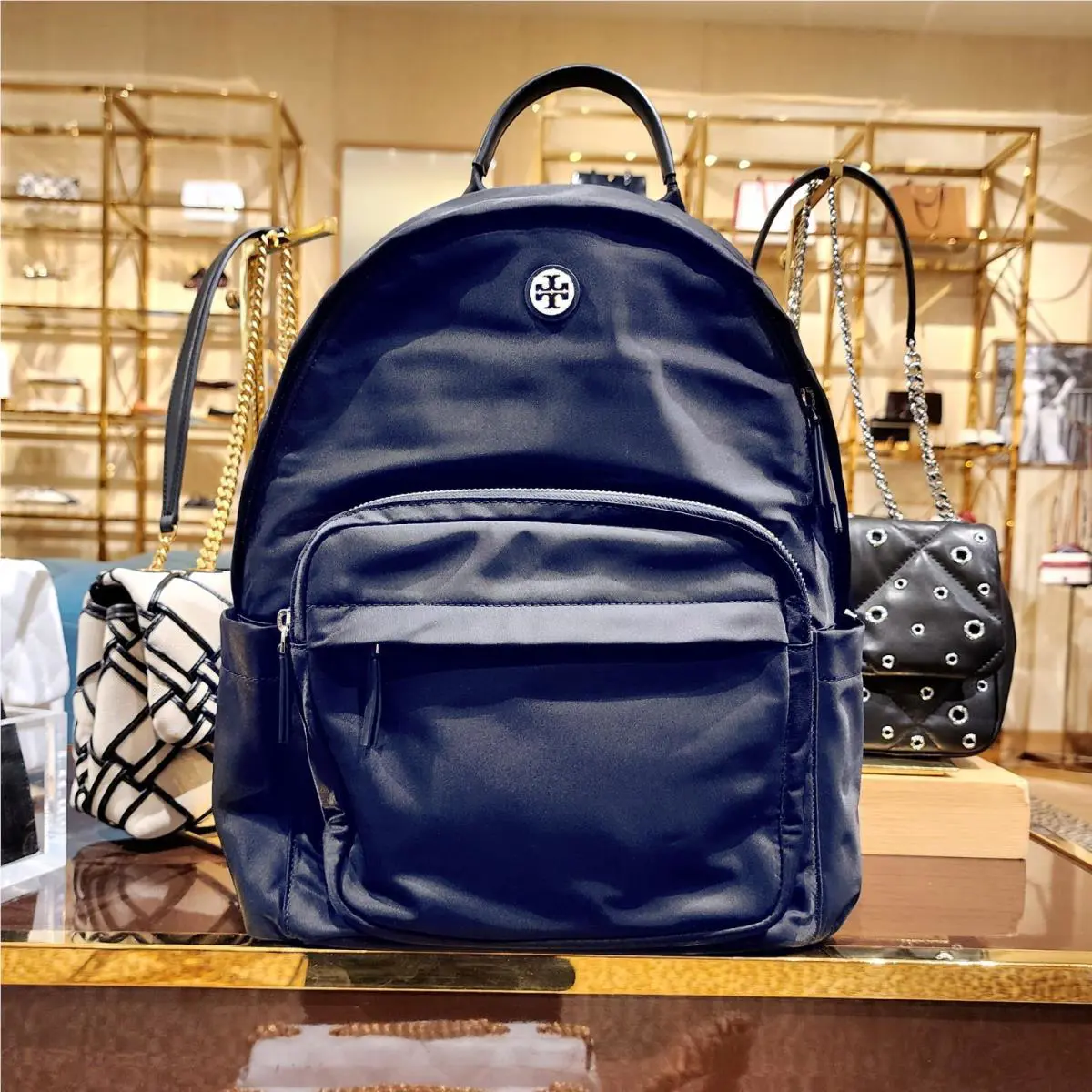 Latest Tory Burch Ella Navy Nylon Backpack 173559