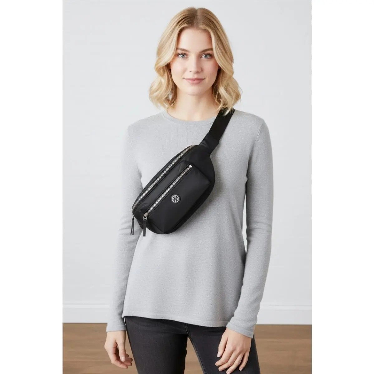 Latest  Black Nylon Belt Bag Sling Fanny Pack 170436 by Tory Burch