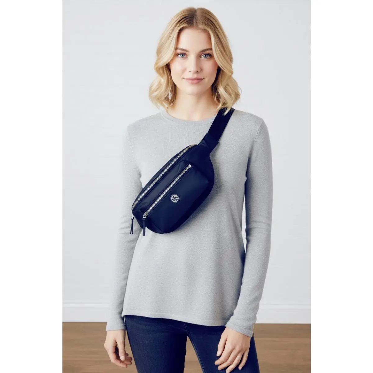 Latest Tory Burch Navy Nylon Belt Bag Sling Fanny Pack 170436