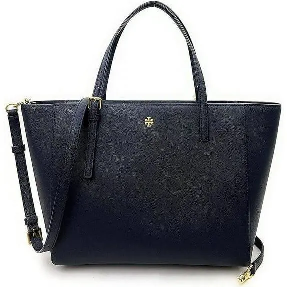 L K Tory Burch Emerson Navy Saffiano Leather Tote Bag Crossbody Gift