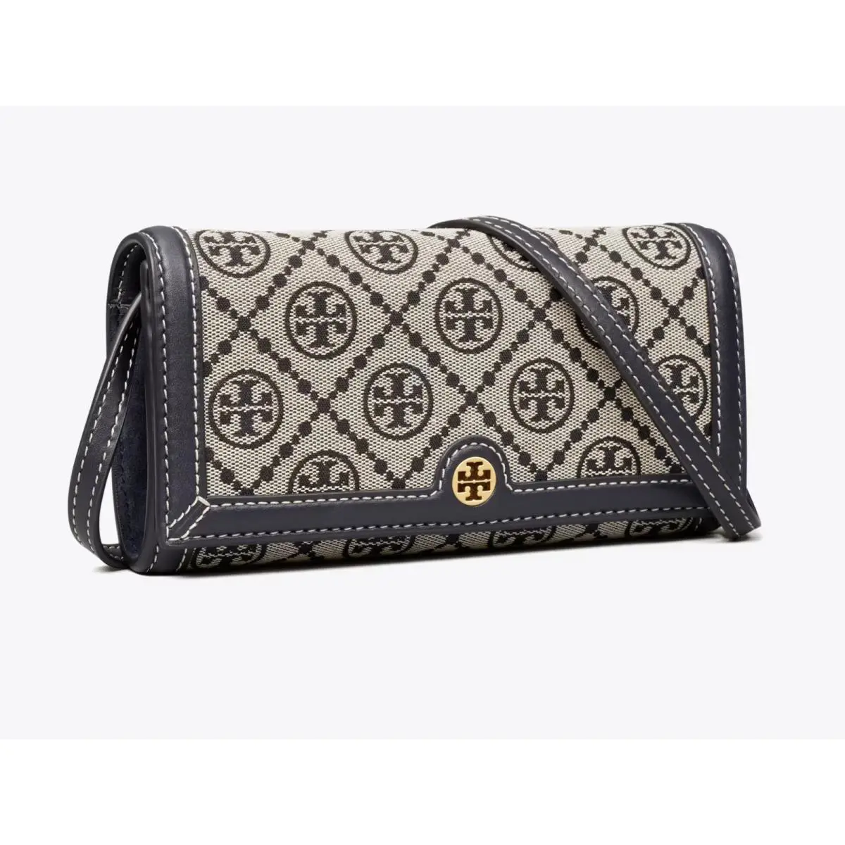 Tory Burch T Monogram Jacquard Wallet Crossbody Clutch Purse 135846