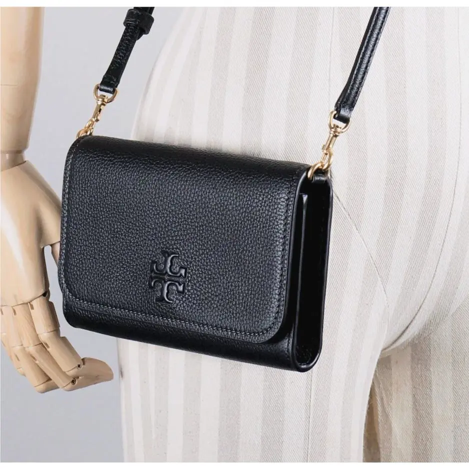 Tory Burch Thea Black Crossbody Bag Wallet Clutch Purse with Card Case