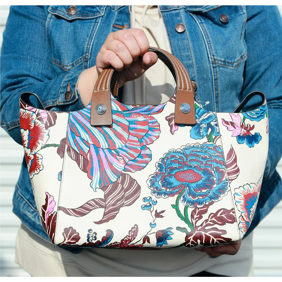 Tory Burch Happy Times Rory Floral Leather Satchel