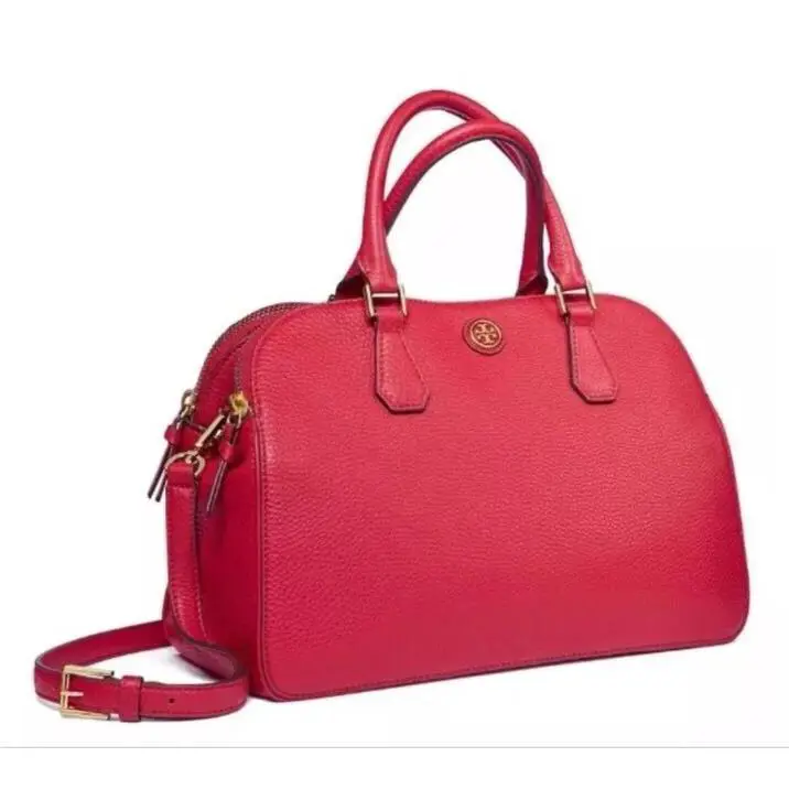 Tory Burch Robinson Pebbled Double-zip Satchel Kir Royale 32159771
