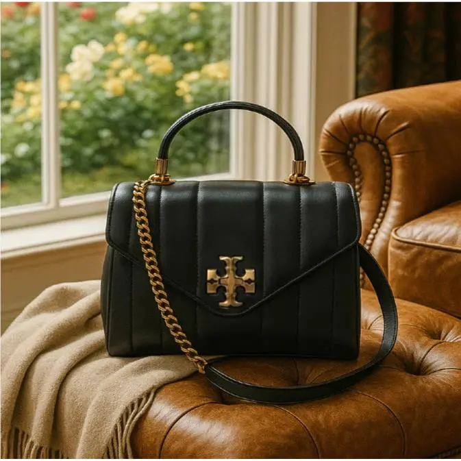 Tory Burch Kira Quilted Black Small Satchel - Small Leather Bag