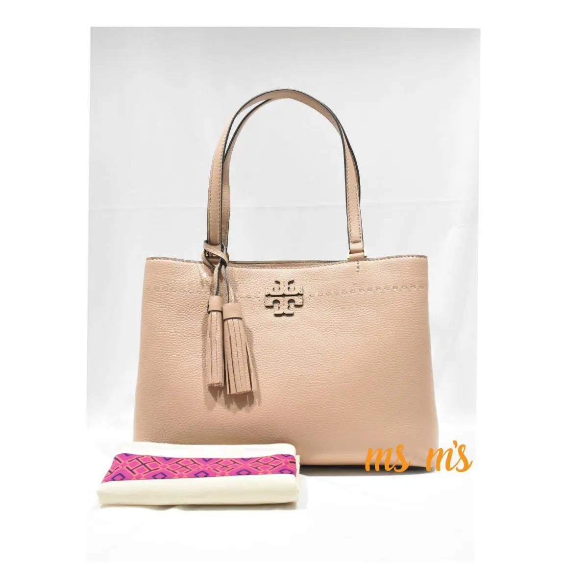 Tory Burch Devon Sand Mcgraw Triple Compartment Leather Satchel