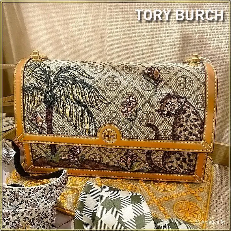 Tory Burch T Monoghram Jacquard Embroidered Shoulder Bag 83957