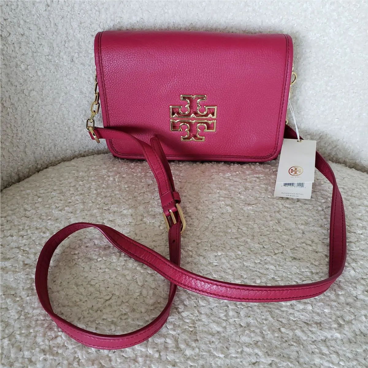 Tory Burch Britten Womens Combo Crossbody Handbag Raspberry- 41159880