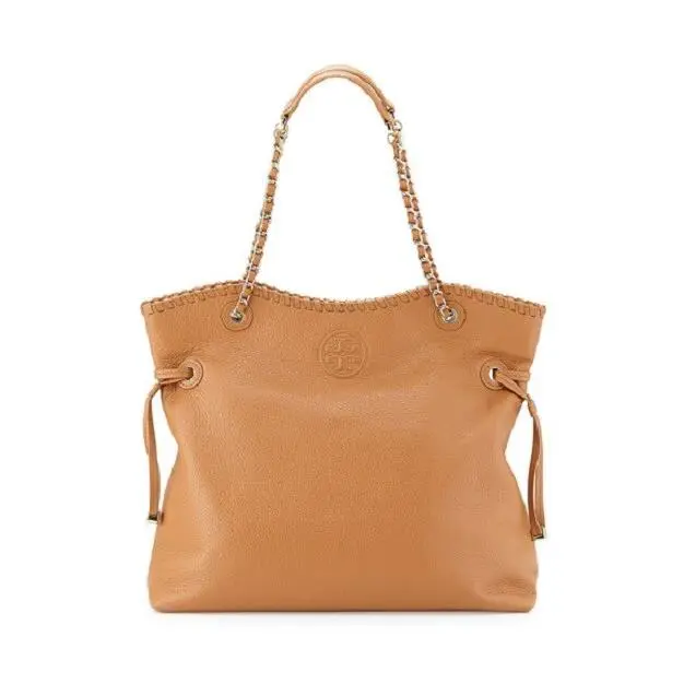 Tory Burch Women`s Marion Leather Slouchy Tote Bag Bark