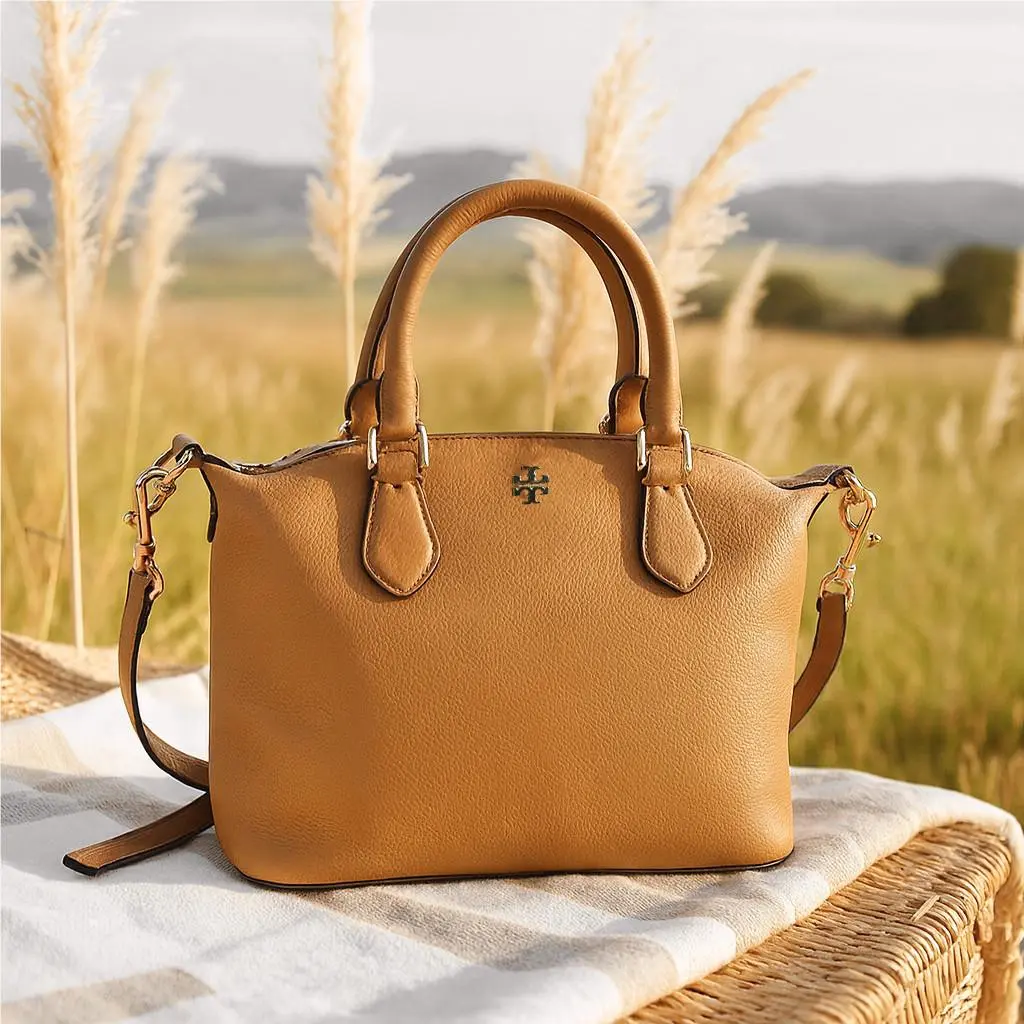 Tory Burch Carter Cardamom Tan Pebbled Leather Small Satchel/crossbody Bag