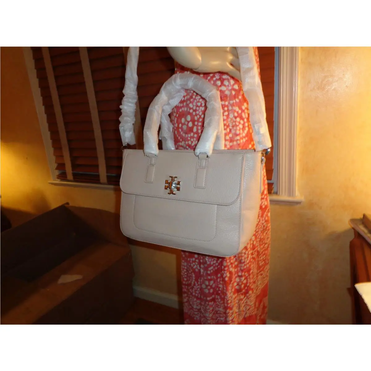 Tory Burch Mercer Mini Satchel Convertible Light Oak Pebbled