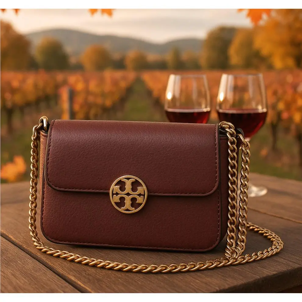 Tory Burch Chelsea Garnet Wine Red Leather Mini Crossbody/shoulder Bag