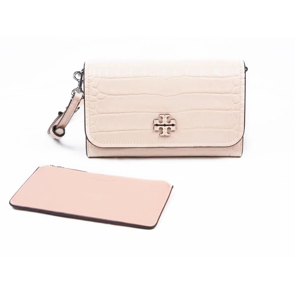 Tory Burch Thea Clay Pink Crossbody Bag Wallet Clutch Purse with Card Case