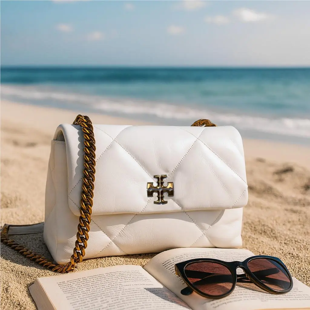 Tory Burch Kira Diamond Quilt White Leather Convertible Small Shoulder Bag