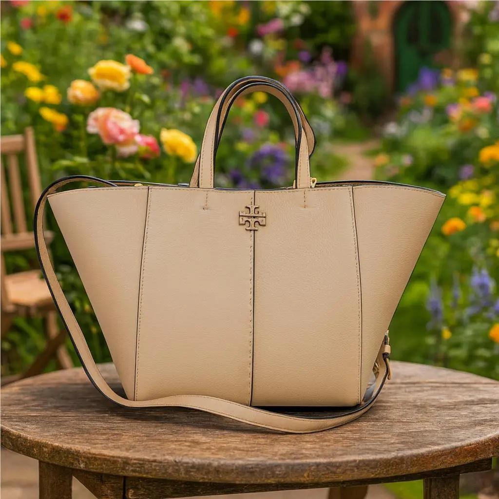 Mcgraw Goan Sand Beige Leather Carryall Tote/crossbody Bag by Tory Burch