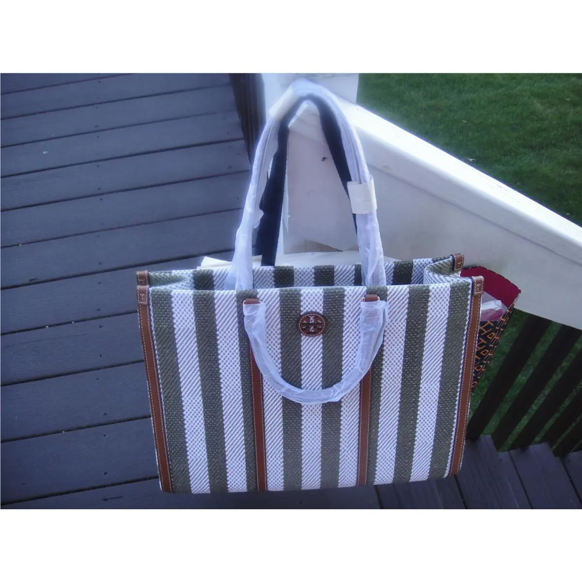 Tory Burch Blake Stripped Jumbo Large Tote Bag .$458.00