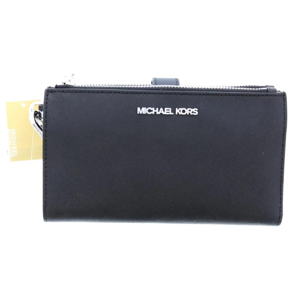 Michael Kors Jet Set Travel Double Zip Saffiano Leather Wristlet Black