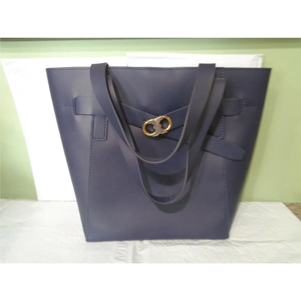 Tory Burch - Leather - Gemini Link XL Tote - Royal Navy - 45200