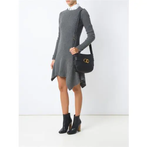 Tory Burch Gemini Link Leather Shoulder / Crossbody Bag In Black