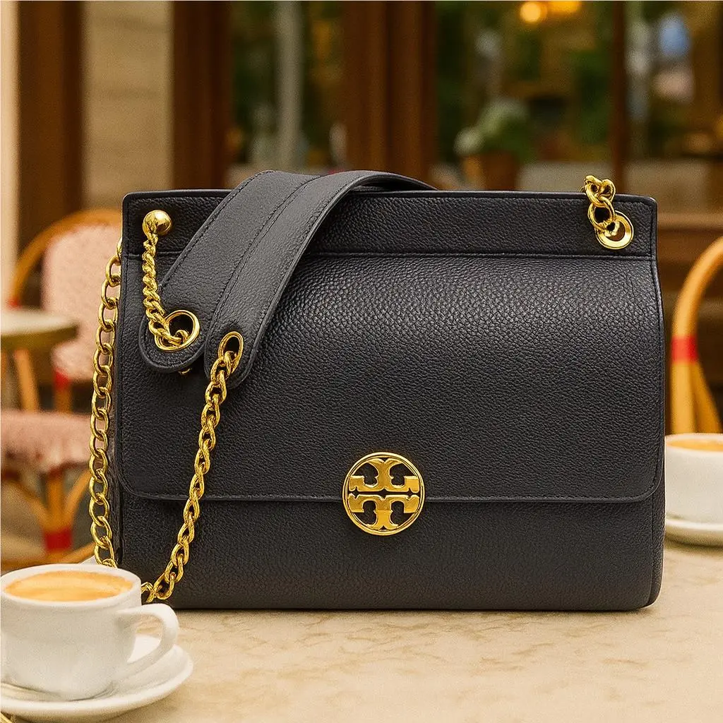 Tory Burch Chelsea Black Flap Saddle Convertible Shoulder/crossbody Bag
