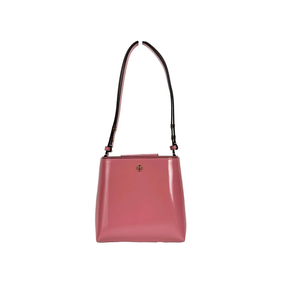 Tory Burch Patent Emerson Small Bucket Bag Purse - Handle/Strap: Pink, Hardware: Gold, Exterior: Pink