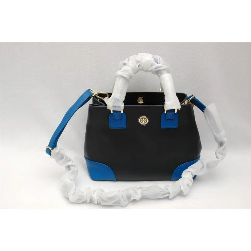 Tory Burch Robinson Saffiano Leather Colorblock Mini Square Tote Crossbody