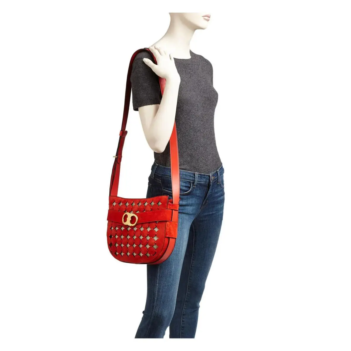 Receipt Tory Burch Gemini Link Cutout Suede Shoulder Bag Gift