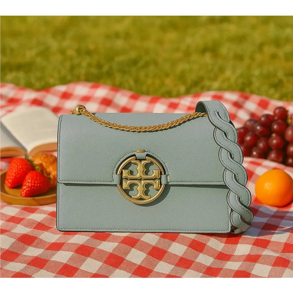 Tory Burch Miller Blue Celadon Leather Small Shoulder Bag/crossbody Bag