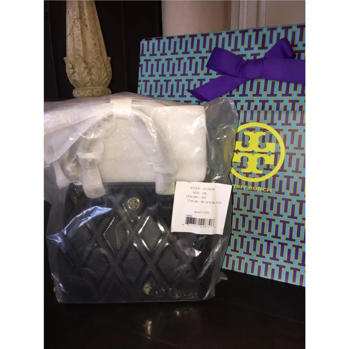 Tory Burch Robinson Patchwork Mini Square Tote Black 31139578