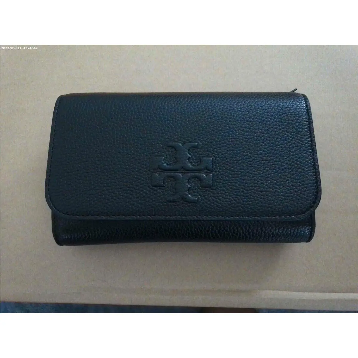 Black Tory Burch Thea Flat Wallet Crossbody