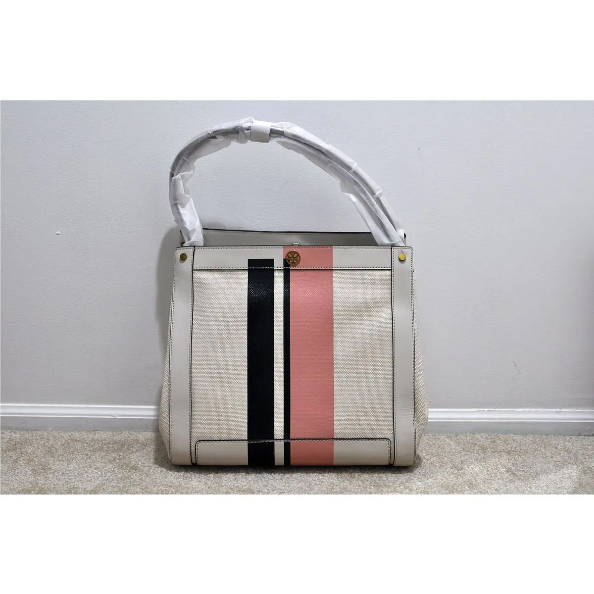 Tory Burch Leather Stripe Tote Limited Edition 12159912