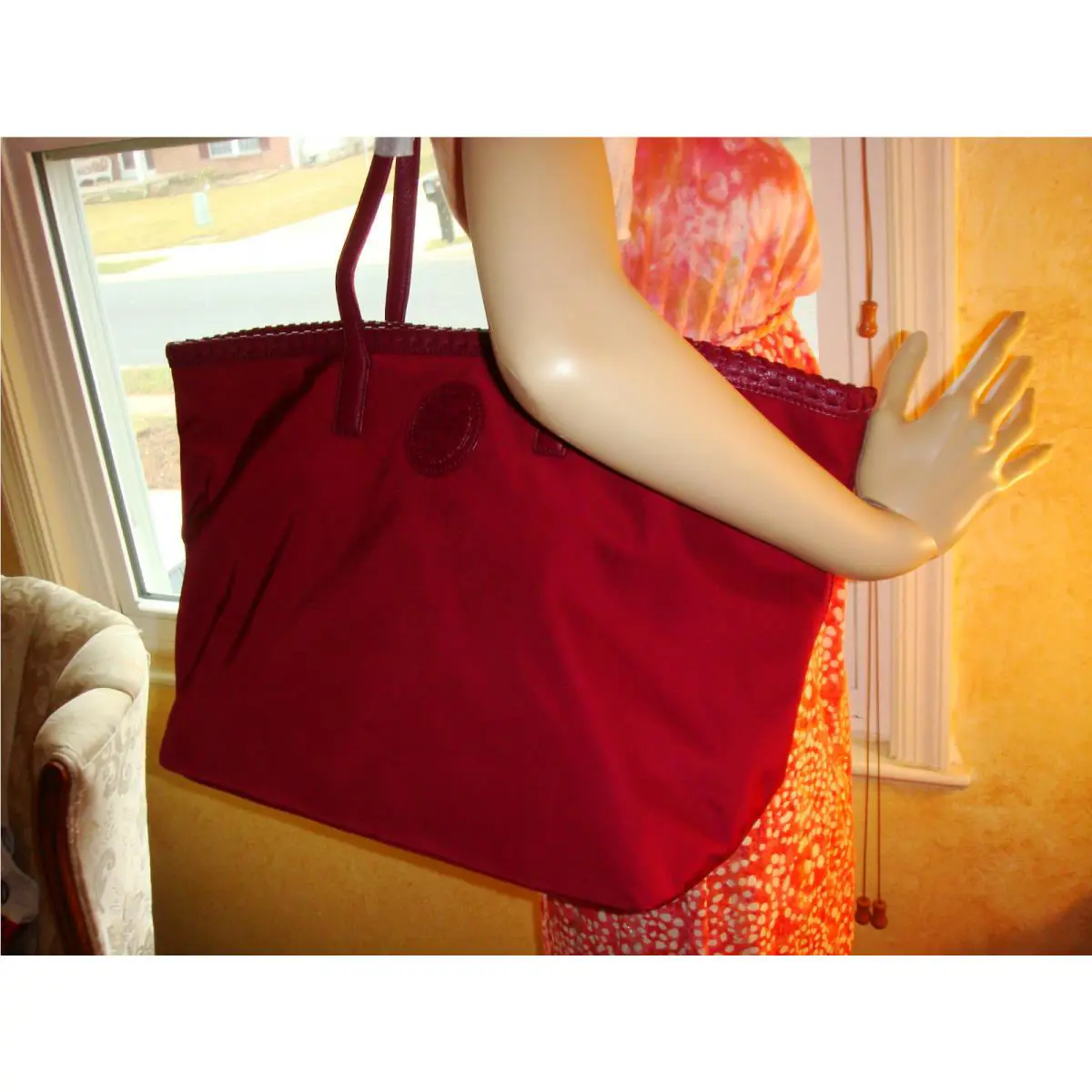 Tory Burch Marion Large EW East/west Cabernet Nylon Tote