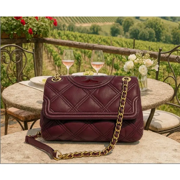 Tory Burch Soft Fleming Claret Burgundy Small Convertible Shoulder/crossbody Bag