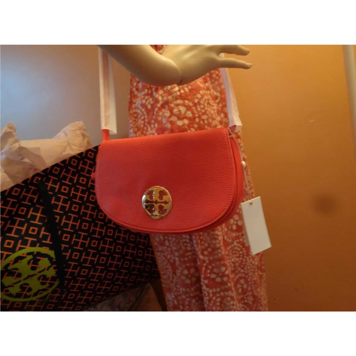 Tory Burch Jamie Logo Clutch Crossbody Dustbag Samba
