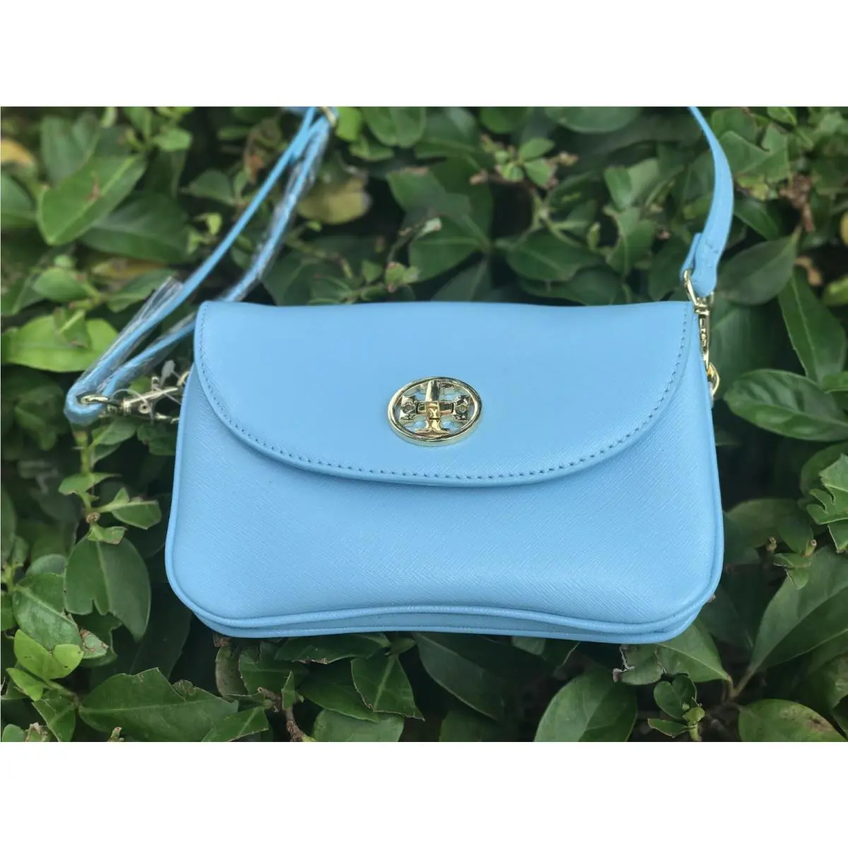 Tory Burch Robinson Cross Body Bag Morning Sky Light Blue Small Handbag