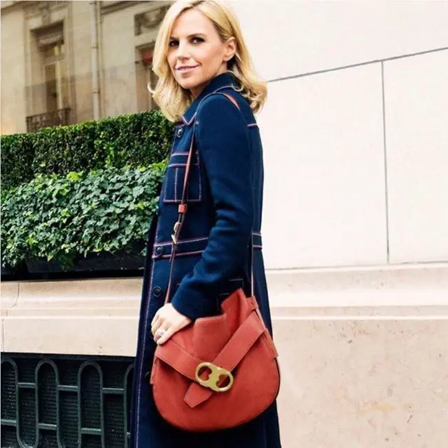 Tory Burch Gemini Link Redwood Leather Large Crossbody Hobo Purse Bag