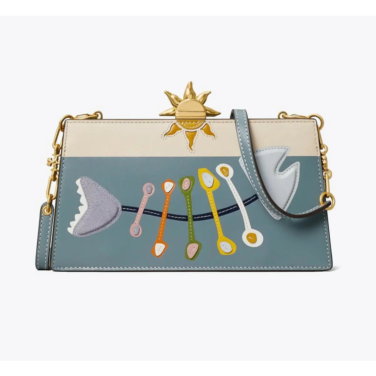 Tory Burch Fish-appliqué Frame Mini Crossbody Bag Color: Arctic