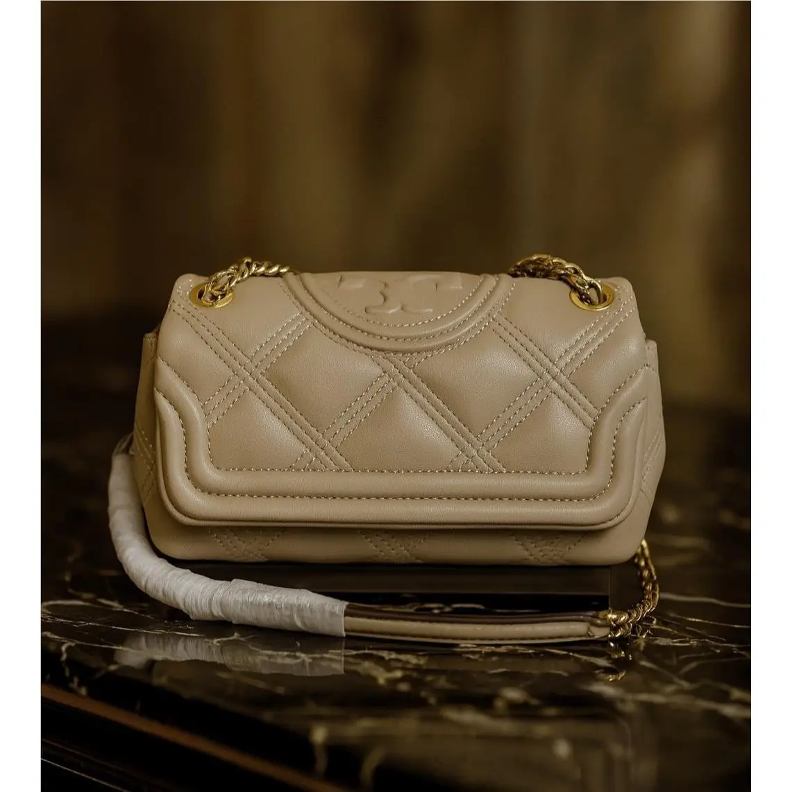 Tory Burch Soft Fleming Oryx Soft Taupe Mini Convertible Crossbody Bag
